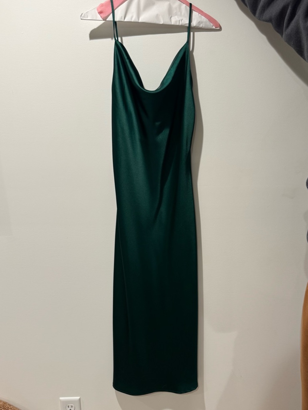 Petal & Pup Dark Green Satin Midi Slip Dress